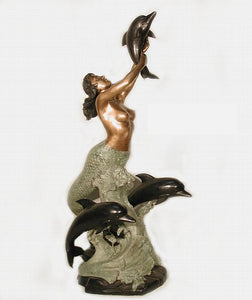Mermaid with Dolphins Fountain Spitter II