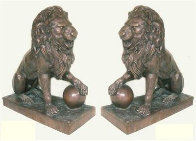Set of Guarding Lion Sculptures