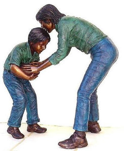 Playing Football with Mom Bronze Sculpture