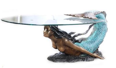 Swimming Mermaid Glass Table