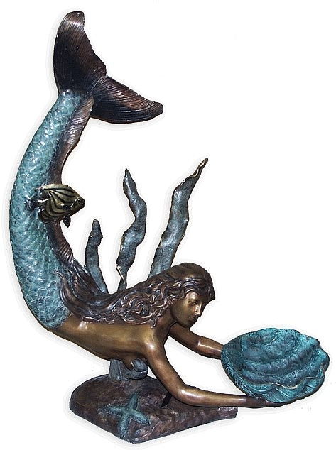 Mermaid Holding Shell Sculpture