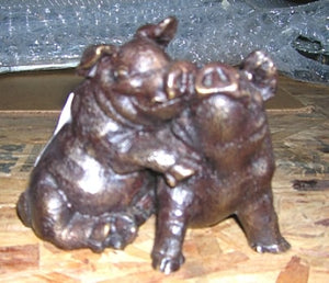 Kissing Pigs Bronze Sculpture