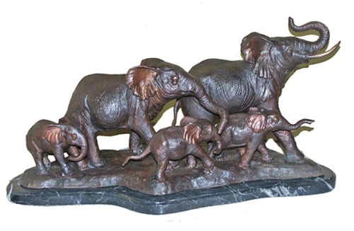 Family of Elephants Bronze Sculpture
