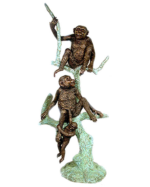 Family of Monkeys on a Tree Large Bronze Sculpture