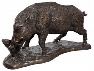 Wild Boar Statue on Base