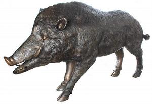 Life Size Wild Boar Sculpture in Bronze
