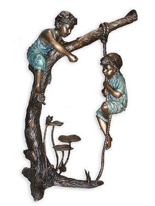 Two Boys Up on a Tree - Bronze Sculpture