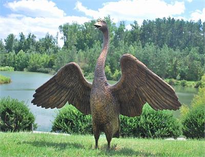 Large Swan Fountain Statue with Open Wings