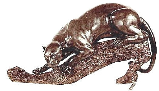 Cougar on a Branch Bronze Sculpture