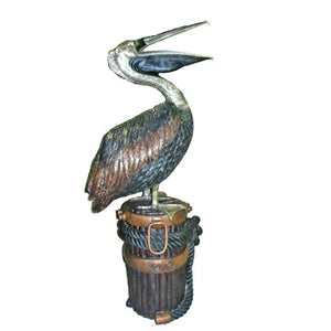 Life Size Pelican on Post with Open Beak