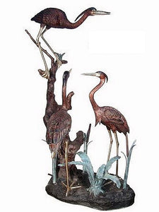 Family of Herons Life Size Bronze Sculpture