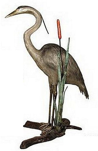 Colorful Heron on a Branch Sculpture