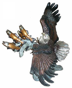 The Bald Eagle Hunter - Life Size Bronze Fountain Sculpture