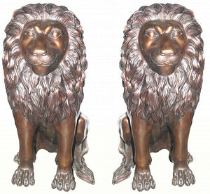 Set of Male Lion Sculptures - Bronze