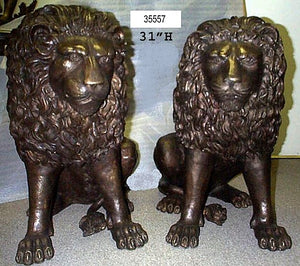 Large Lion Sculptures - 31"H