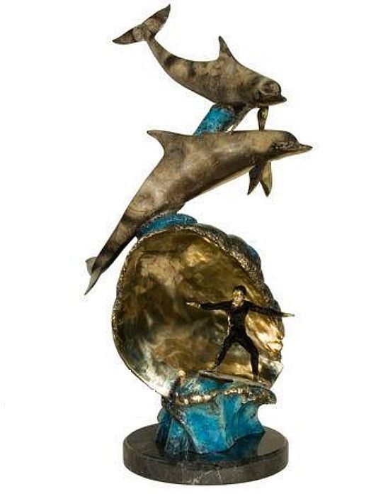 Diver with Dolphins Sculpture
