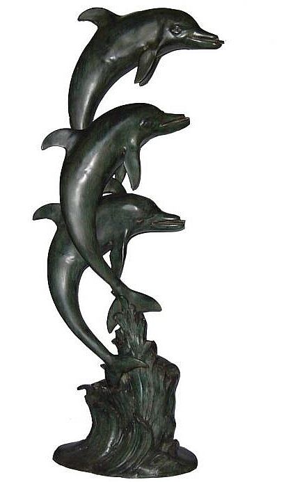 Three Large Dolphins Fountain Statue