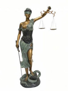 Life Size Bronze Blind Justice Statue with Scales and Sword