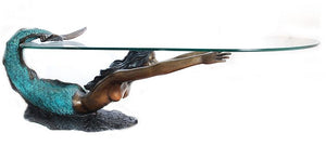 Mermaid Table Base Sculpture with Glass Top