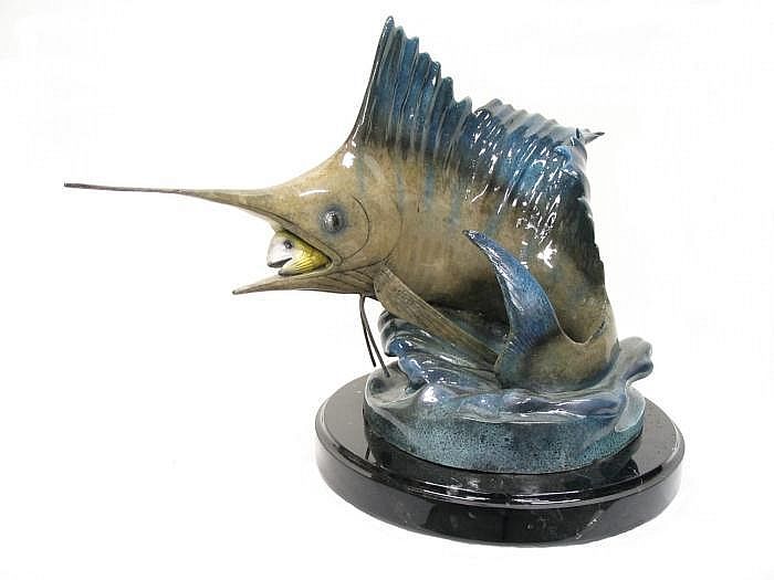 Sailfish with Catch of the Day Bronze Sculpture