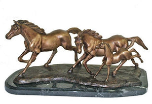 Family of Horse Sculptures on a Base