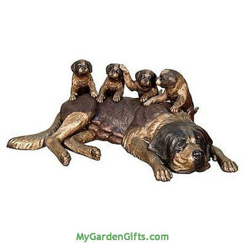 Mama Saint Bernard and her Puppies Statue