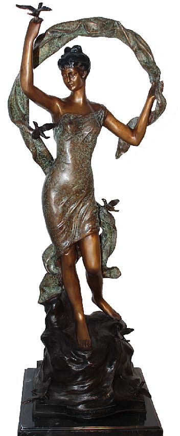 Dancing Woman with Birds Sculpture