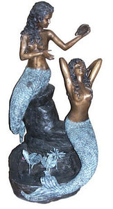 Two Mermaids on the Rock Fountain Statue