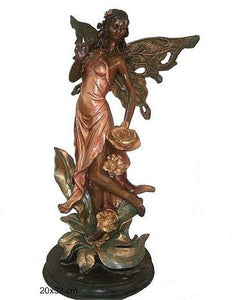Summer Rose Fairy Bronze Sculpture with Base